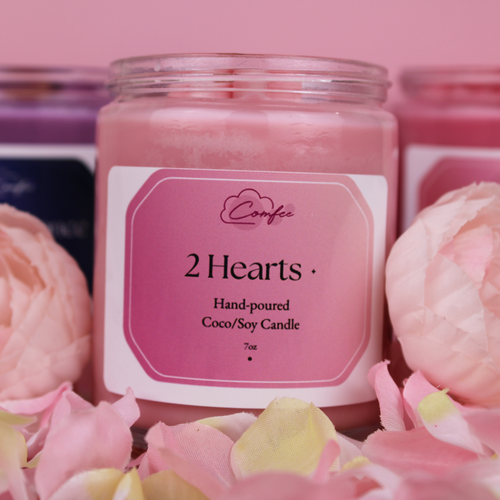 2 Hearts - Wooden Wick Candle